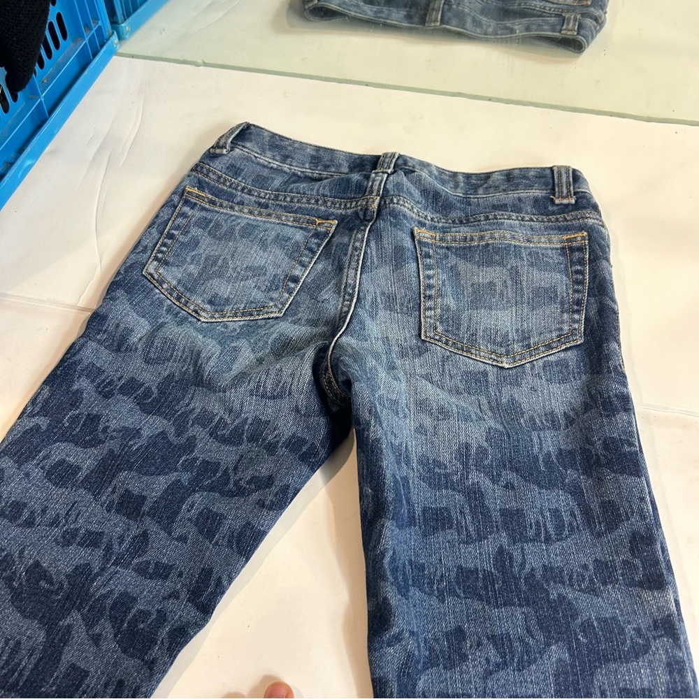 Lands End Dark Blue Denim Horse Print Skinny Jeans Girls Size 8 - Picture 8 of 12